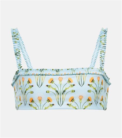 Agua By Agua Bendita Olmo Ruffled Floral Print Recycled Bikini Top ModeSens
