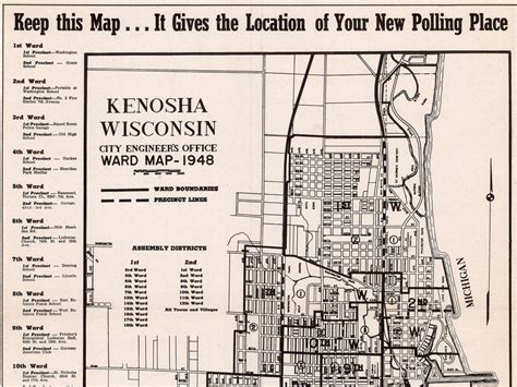 Vintage Map Of Kenosha Wi Old Kenosha Map Kenosha Wisconsin Etsy