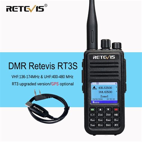 Retevis RT3S DMR Digital Walkie Talkie GPS Dual Band VHF UHF Ham