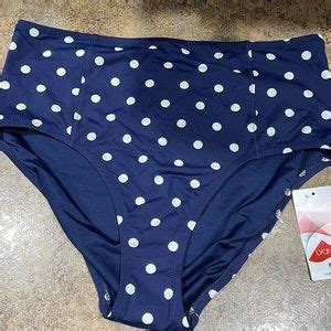Lands End Swim Lands End Deep Sea Navy Dot Retro High Waisted Swim Bikini Nwt Poshmark