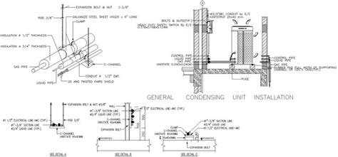 plan  section  general condensing unit installation dwg autocad