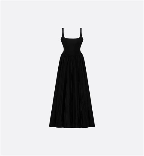 Расклешенное длинное платье Технический бархат черного цвета | DIOR