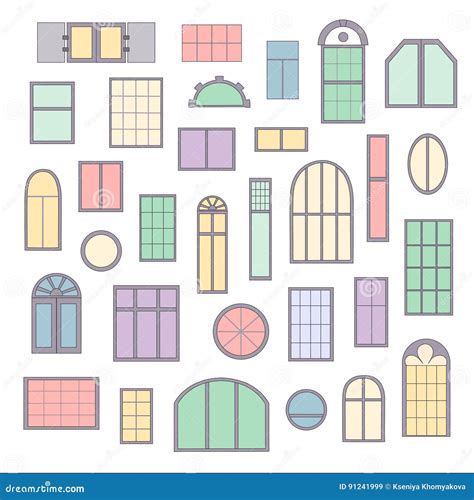 Different types of windows stock vector. Illustration of symbol - 91241999