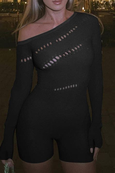 Wholesale Black Sexy Solid Hollowed Out Patchwork Lingerie WS111531 1