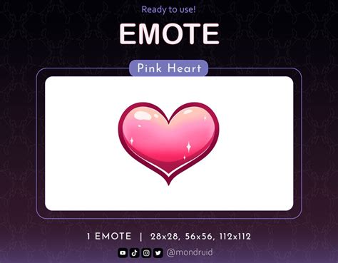 EMOTE Pink Heart Twitch Youtube Discord Streamer - Etsy