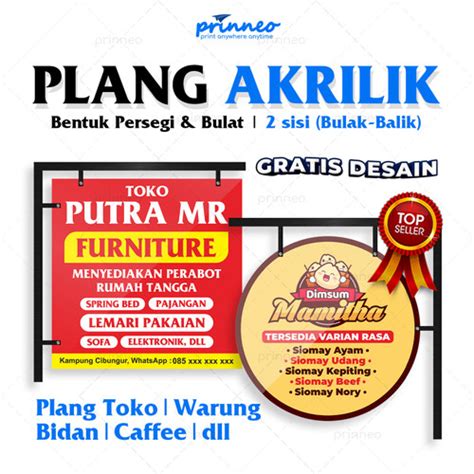 Jual Plang Toko Plang Acrylic Papan Nama Toko Plang Custom Plang