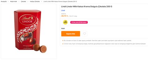 İndirim Lindt Lindor Milk Kakao Krema Dolgulu Çikolata 200 G 36 75