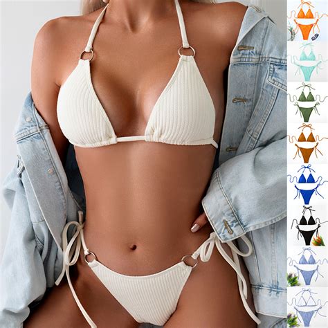 Sexy Bikini Set Summer Side Tie Thong Bandage Style Swimsuit Womens Clothing Cjdropshipping