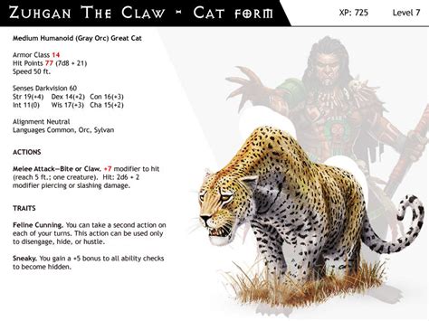 Dnd Next Npc Cards Zuhgan Cat Form By Dizman On Deviantart