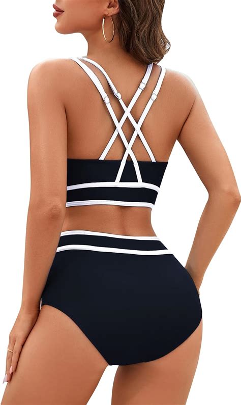 Amazon Bmjl Women High Waisted Bikini Set Two Piece Bathing Suits Sporty Full Coverage