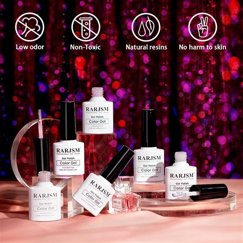 RARJSM Juego de esmaltes de uñas de gel con purpurina nude color arcoíris brillante pigmento