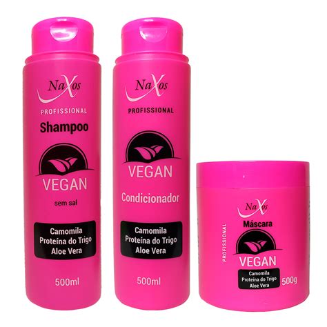 Shampoo E Condicionador Vegano - Kit Capilar Vegano (Vegan) Naxos - Shampoo, Condicionador e Máscara ...