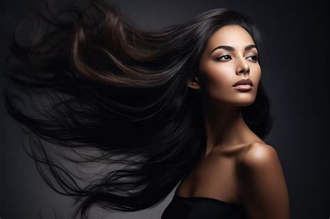 Premium AI Image Portrait Of Beautiful Brunette Black Woman With Long Hair