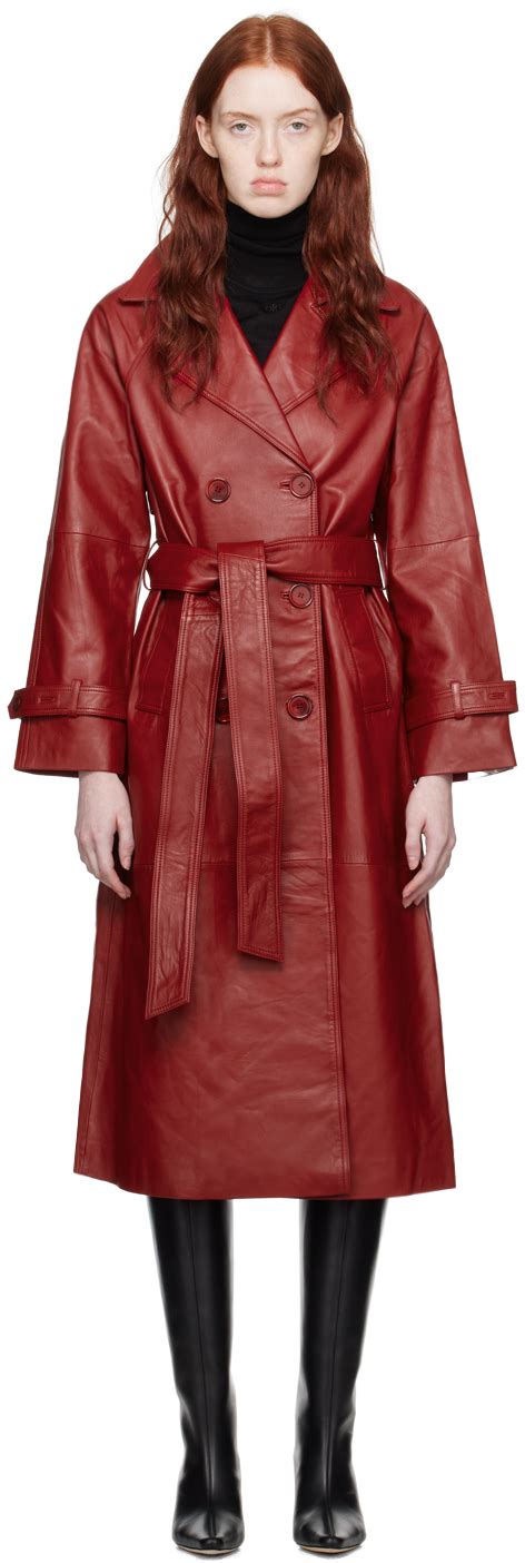 Trench Rouge En Cuir Dition Veda Reformation En Solde