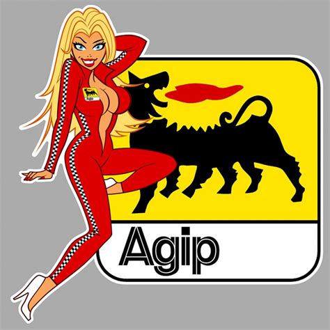 Agip Right Pin Up Laminated Decal Cafe Racer Bretagne Clicboutic