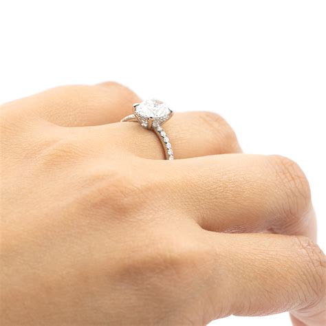 Low Basket Pavé Diamond Engagement Ring Setting in 14K White Gold