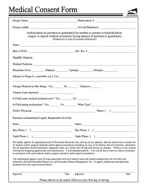 Fillable Online Snowshoe Consent Medical Release Form Cti Group