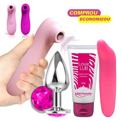Kit Sex Shop Vibrador Feminino Massageador Sugador De Clit Ris Plug Anal Lubrificante