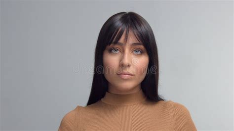 MIxed Race Brunette Woman With Blue Eyes In Studio Stock Photo Image Of Ideal Spanish 146193570
