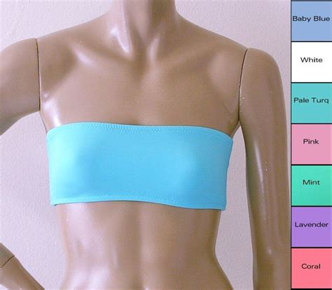 Strapless Bandeau Bikini Top In Mint Coral Baby Blue Etsy