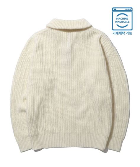 MUSINSA TRILLION Washable Half Zip Up Collar Neck Hachi Knit IVORY