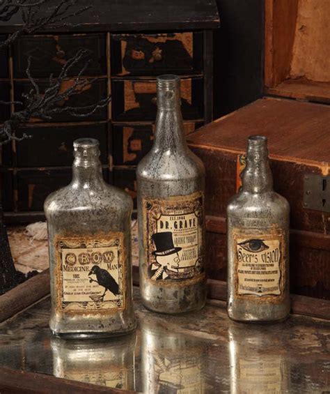 Mercury Glass Apothecary Bottles Large Bethany Lowe Halloween