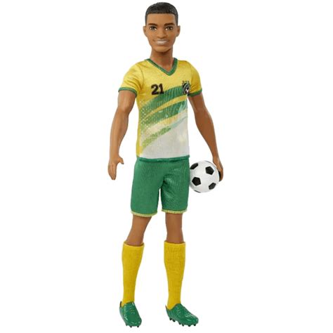 Boneco De Jogador - Boneco Ken Jogador De Futebol Camisa Amarela Mattel HCN16 - Ri Happy