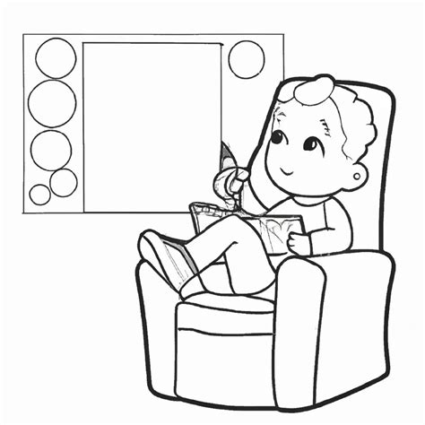 Desenho Assistindo Tv Para Colorir - Desenhos para Imprimir e Colorir de Crianças Assistindo TV
