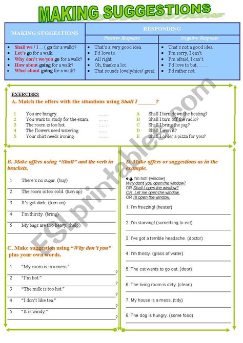 Making Suggestions Esl Worksheet By Orhanmazman