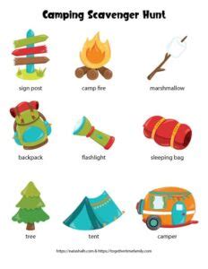 printable camping scavenger hunt  kids  time family