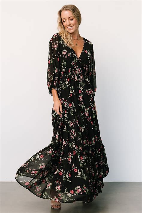 Sawyer Tiered Maxi Dress Black Berry Baltic Born