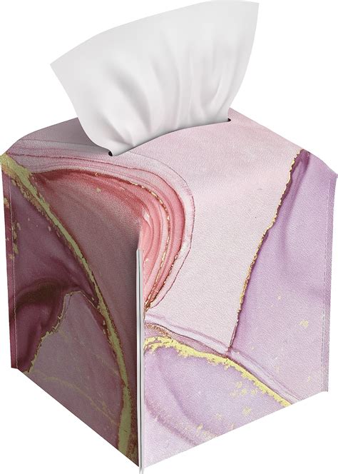 Amazon Tissue Box Cover Square PU Leather Tissue Box Holder Tissue