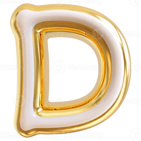 Gold Bubble Letter D Font 3d Render 36304681 Png