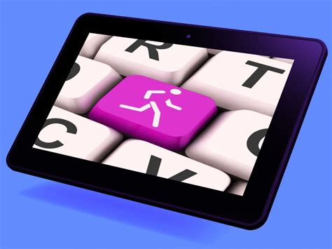 stock photo  runner key tablet means run jog  aerobic work