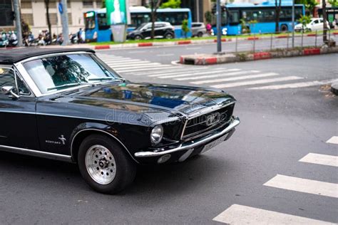 Classic Black Ford Mustang Convertible on Street Editorial Photography ...