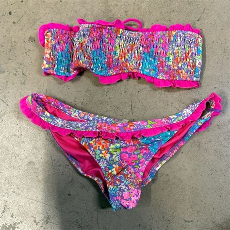 Victoria S Secret Swim Victorias Secret Multicolored Flower Tube Top Bikini Poshmark