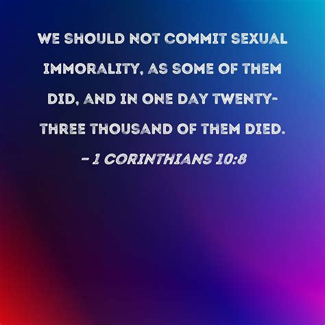 1 Corinthians 10 8 We Should Not Commit Sexual Immorality As Some Of