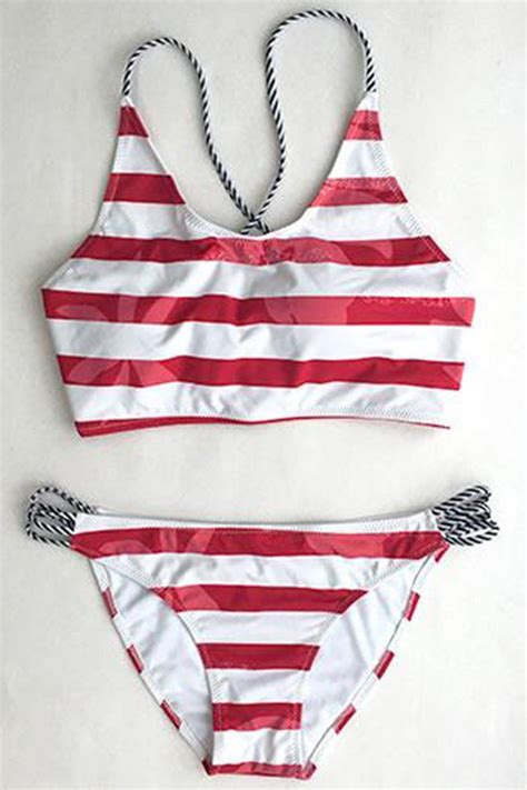 Draw A Parallel Stripe Tank Bikini Set