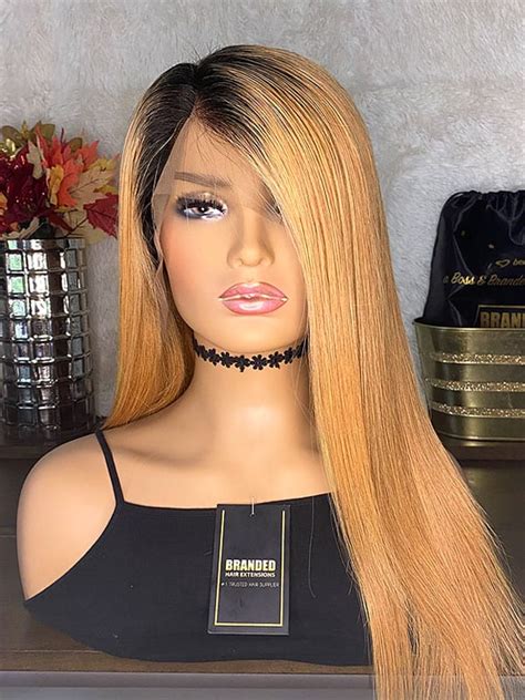 Honey Blonde With Dark Roots Lace Front Synthetic Wavy Wig Size OS