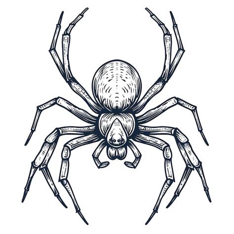 Premium Vector | A drawing of a spider with a white face and a black ...