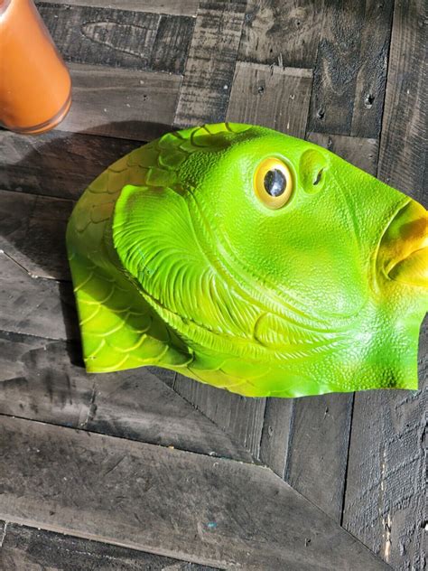 Green Fish Swamp Man Full Head Mask Halloween Costume Gem