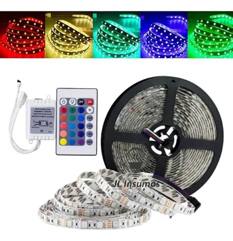 Kit Tira Led Rgb 5050 Interior Ip20 5mts Controladora Ir