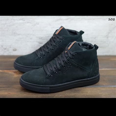 Чоловічі шкіряні зимові кеди, черевики з логотипом ecco , зимние ...