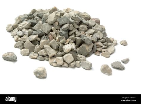 Pale Of Crushed Stone Isolated On White Stock Photo Alamy