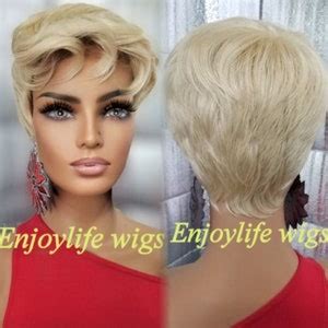 Blonde Natural Look Pixie Women S Short Cut Wavy Pin Curl Wig Etsy