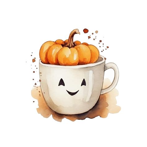 Premium Vector | Cute cartoon vector halloween illustration with coffee cup