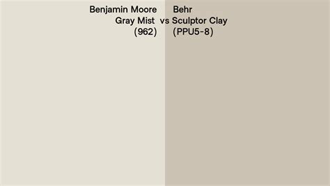 Benjamin Moore Gray Mist 962 Vs Behr Sculptor Clay PPU5 8 Side By