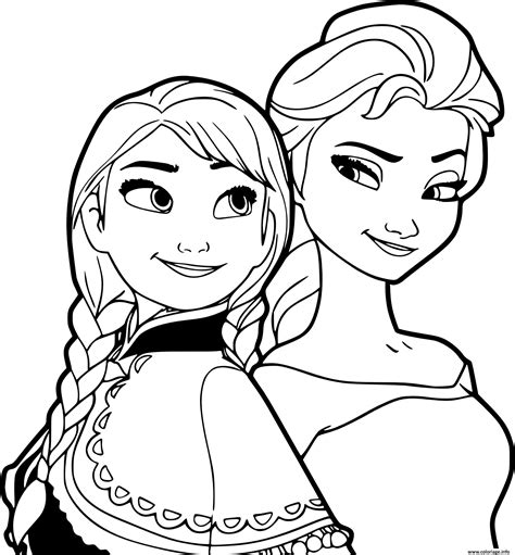 Coloriage Les Soeurs Et Princesses Anna Et Elsa JeColorie