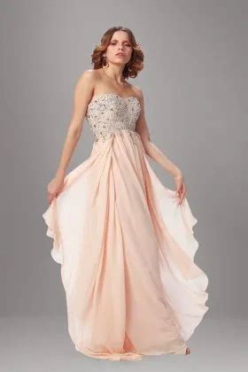 Sparkly Beaded Nude Pink Sequin Designer Prom Dress VQ