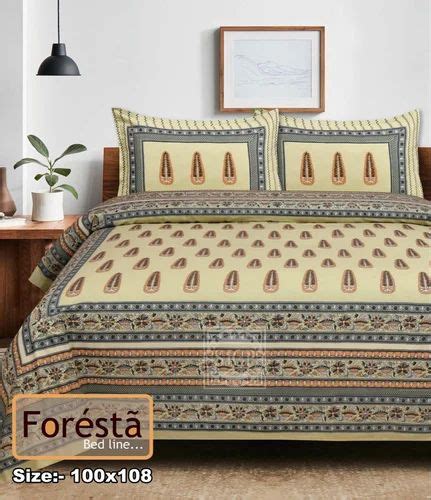 Floral Print Hand Block Print Jaipuri Cotton King Size Double Bed